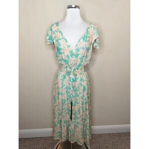 Tiare Hawaii Floral Maxi Dress Open Back Smocked Waist Beach